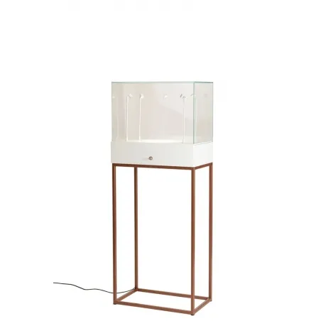 Urna vitrina de vidrio con cajón