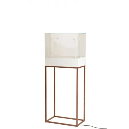 Urna vitrina de vidrio con cajón