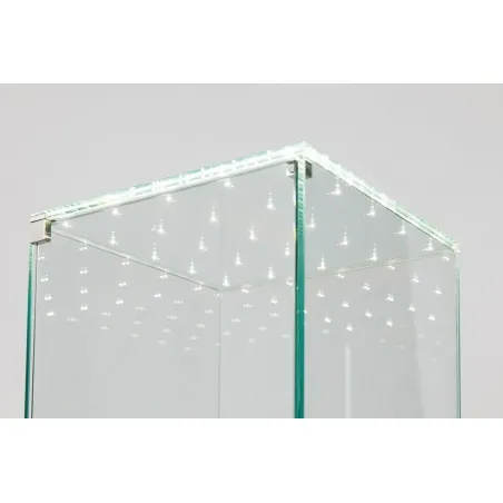 Urna-vitrina de vidrio con puerta y vidrio-led