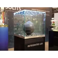 Urna-vitrina de vidrio con puerta y vidrio-led