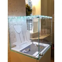 Urna-vitrina de vidrio con puerta y vidrio-led
