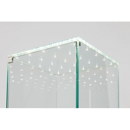 Urna-vitrina de vidrio con puerta y vidrio-led