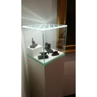 Urna-vitrina de vidrio con puerta y vidrio-led