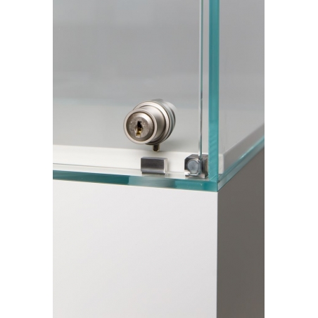 Urna-vitrina de vidrio con puerta y vidrio-led