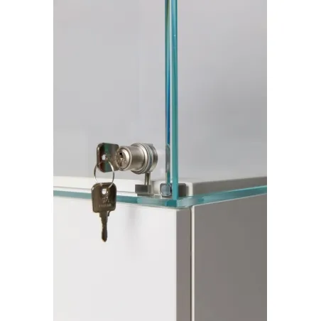 Urna-vitrina de vidrio con puerta y vidrio-led